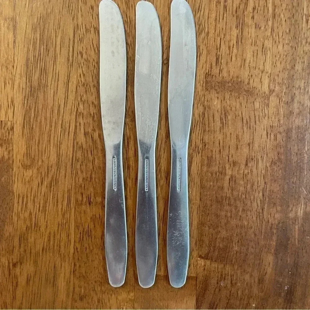 Vintage Stainless Wallace Floral Flatware Boho‎ - 3 Large Spoons 3 Dinner Knives